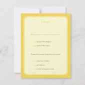 Moderne liefdesvogels gele trouwreactie RSVP kaartje (Achterkant)