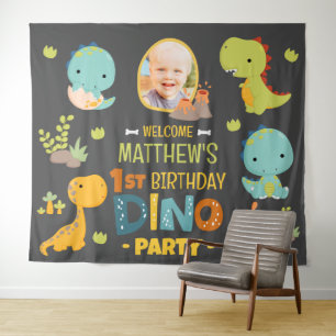 Moderne Lieve Dino Dinosaurus Kinderverjaardagsfee Wandkleed
