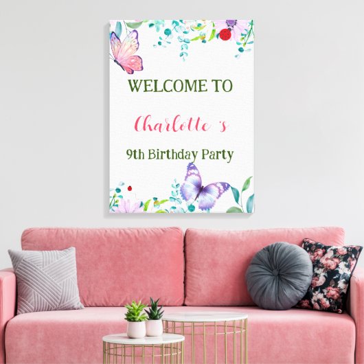 Moderne lieveheersbeestje vlinder gradiënt bloem v canvas afdruk (Insitu (Woonkamer))