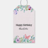 Moderne lieveheersbeestje vlinder kleurrijke bloem cadeaulabel (Achterkant)