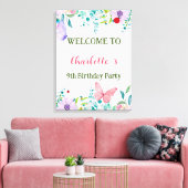 Moderne lieveheersbeestje vlinder kleurrijke bloem canvas afdruk (Insitu (Woonkamer))