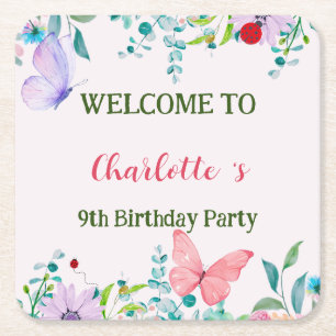 Moderne lieveheersbeestje vlinder kleurrijke bloem kartonnen onderzetters