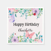 Moderne lieveheersbeestje vlinder kleurrijke bloem servet (Voorkant)