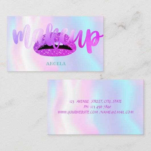 Moderne liften, holografisch — Makeup-kunstenaar Visitekaartje (Voorkant / Achterkant)