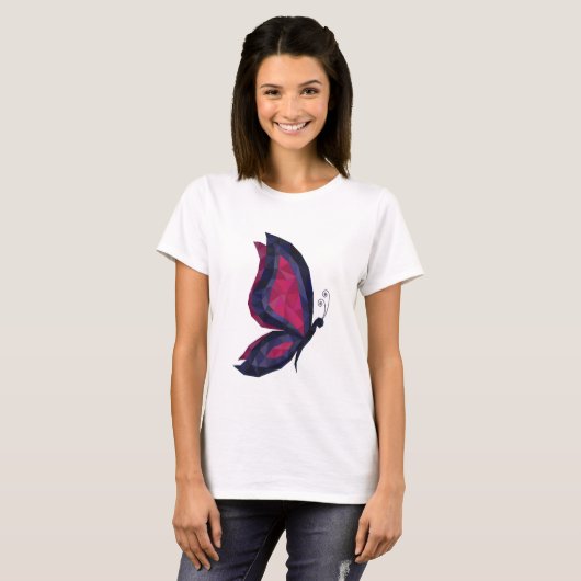 Moderne liftvlinder, paars, roze, blauw t-shirt (Voorkant volledig)