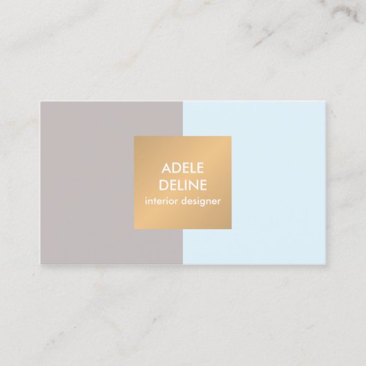 Moderne Light Blue Copper Interior Designer Visitekaartje (Voorkant)