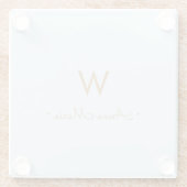 Moderne Light Dusty Blue Gold Script-monogram Glazen Onderzetter (Achterkant)