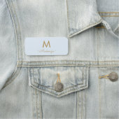 Moderne Light Dusty Blue Gold Script-monogram Naamplaatje (In situ)