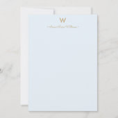 Moderne Light Dusty Blue Gold Script-monogram Notitiekaartje (Voorkant)