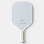 Moderne Light Dusty Blue Gold Script-monogram Pickleball Paddle (Voorkant)