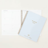 Moderne Light Dusty Blue Gold Script-monogram Planner (Display)