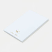 Moderne Light Dusty Blue Gold Script-monogram Post-it® Notes (Schuin)