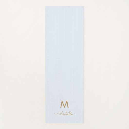 Moderne Light Dusty Blue Gold Script-monogram Yogamat (Voorkant)