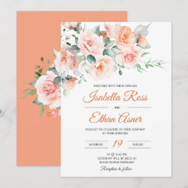 Moderne Light Peach Huwelijk Template Kaart