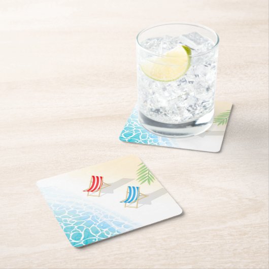 Moderne ligstoelen bij Seaside Art Kartonnen Onderzetters (Insitu)