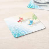 Moderne ligstoelen bij Seaside Art Kartonnen Onderzetters (Schuin)