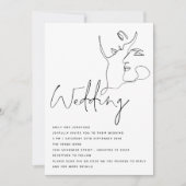 Moderne lijn Art Faces Black White QR Wedding Kaart (Voorkant)