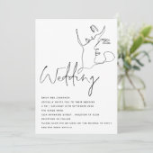 Moderne lijn Art Faces Black White QR Wedding Kaart (Staand voorkant)