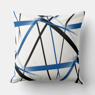 Moderne Lijn Koele Geometrie Wit Zwart Blauw Kussen