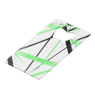 Moderne Lijn Koele Geometrie Wit Zwart Lime-Groen Creditkaart Flessenopener