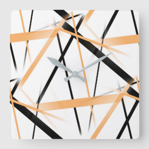 Moderne lijn koele geometrie wit zwart Tangerine-O Vierkante Klok