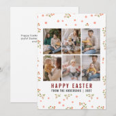 Moderne Lijn Kunst Bloemig Gelukkig Pasen 6 Foto Feestdagenkaart (Voorkant / Achterkant)