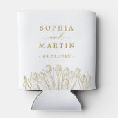 Moderne Lijn Kunst Bloemige Bruiloft Blikjeskoeler (Achterkant)