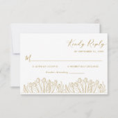 Moderne Lijn Kunst Bloemige Trouwdag RSVP Kaartje (Voorkant)