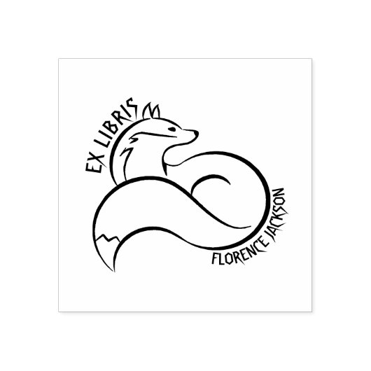 Moderne Lijn Kunst Fox Bibliotheek Ex Libris Boek Rubberstempel (Afrduk)