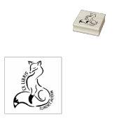 Moderne Lijn Kunst Fox Bibliotheek Ex Libris Boek Rubberstempel (Gestempeld)