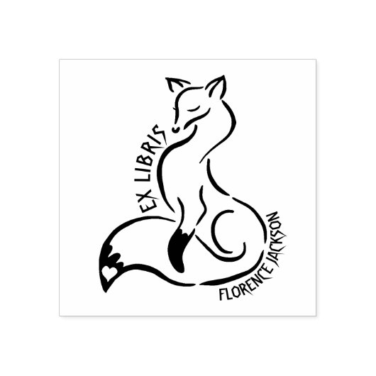 Moderne Lijn Kunst Fox Bibliotheek Ex Libris Boek Rubberstempel (Afrduk)