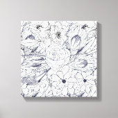 Moderne lijn kunsthand getekend Floral Girly Desig Canvas Afdruk (Voorkant)