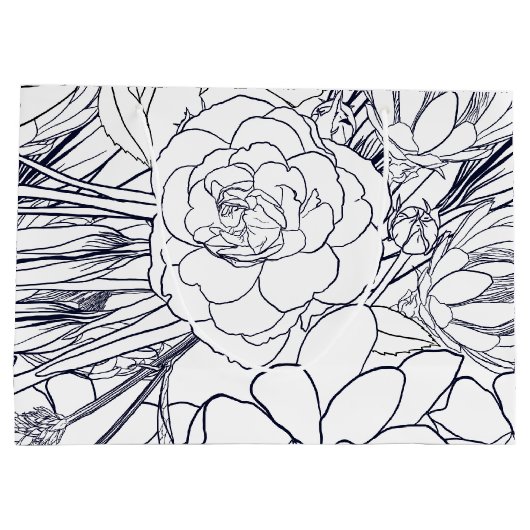 Moderne lijn kunsthand getekend Floral Girly Desig Groot Cadeauzakje (Achterkant)