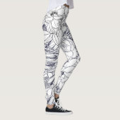 Moderne lijn kunsthand getekend Floral Girly Desig Leggings (Rechts)