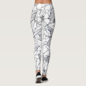 Moderne lijn kunsthand getekend Floral Girly Desig Leggings (Achterkant)