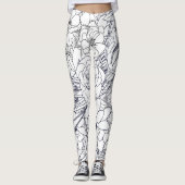 Moderne lijn kunsthand getekend Floral Girly Desig Leggings (Voorkant)