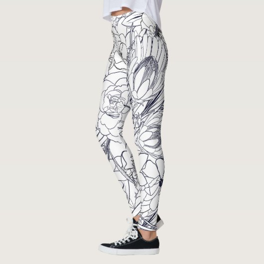 Moderne lijn kunsthand getekend Floral Girly Desig Leggings (Links)