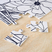 Moderne lijn kunsthand getekend Floral Girly Desig Legpuzzel (Zijkant)