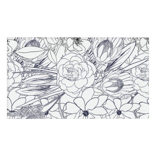 Moderne lijn kunsthand getekend Floral Girly Desig Naambadge (Voorkant)