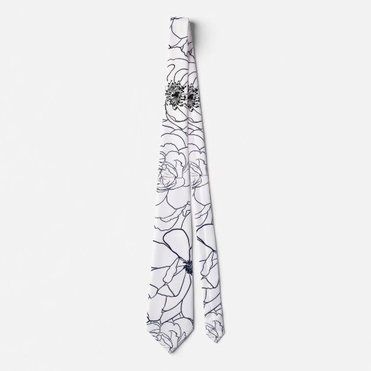Moderne lijn kunsthand getekend Floral Girly Desig Stropdas (Voorkant)