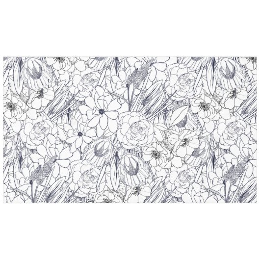 Moderne lijn kunsthand getekend Floral Girly Desig Tafelkleed (Voorkant (Horizontaal))