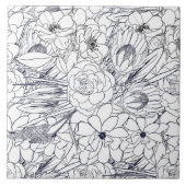 Moderne lijn kunsthand getekend Floral Girly Desig Tegeltje (Voorkant)
