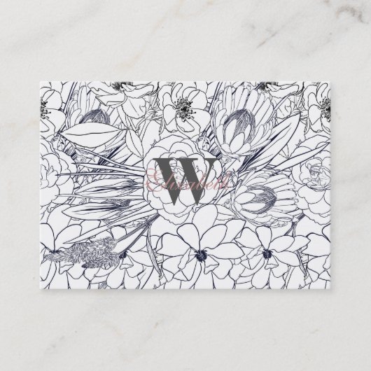 Moderne lijn kunsthand getekend Floral Girly Desig Visitekaartje (Voorkant)