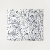 Moderne lijn kunsthand getekend Floral Girly Desig Wandkleed (Voorkant (horizontaal))