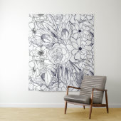 Moderne lijn kunsthand getekend Floral Girly Desig Wandkleed (In situ)