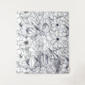 Moderne lijn kunsthand getekend Floral Girly Desig Wandkleed (Voorkant)