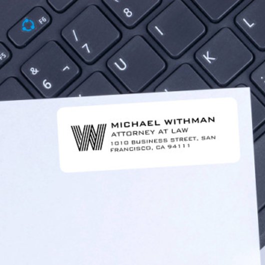 MODERNE LIJN MONOGRAAM CORPORATE JURIST ACCOUNTANT ETIKET