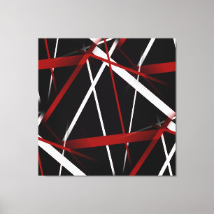 Moderne Lijn Stedelijke Geometrie Zwart Wit Rood Canvas Afdruk
