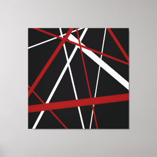 Moderne Lijn Stedelijke Geometrie Zwart Wit Rood Canvas Afdruk