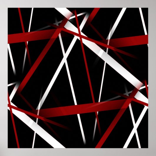 Moderne Lijn Stedelijke Geometrie Zwart Wit Rood Poster (Voorkant)